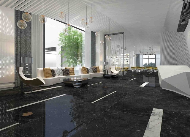 Gạch giả đá marble đen